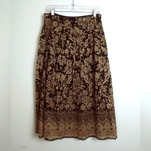 Jones New York Signature M Mocha Floral Midi Skirt